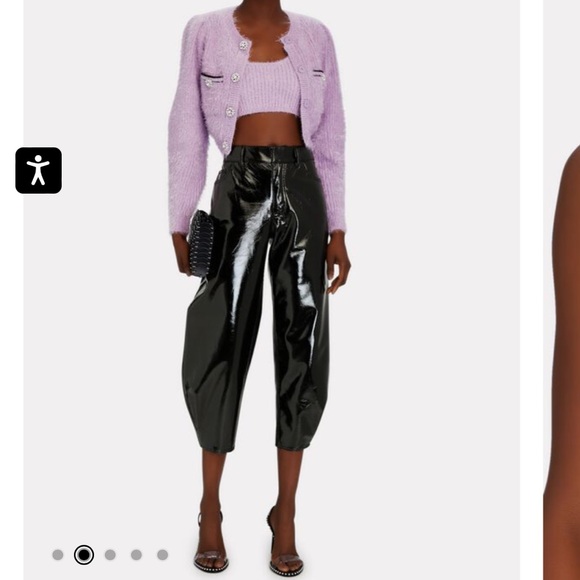 Self Portrait Fluffy Cropped Knit Top in Lilac, M - Picture 5 of 14